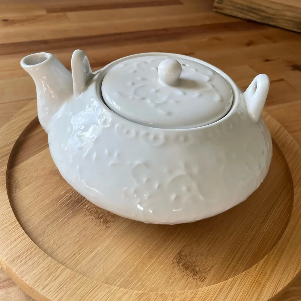 White Pier One Teapot